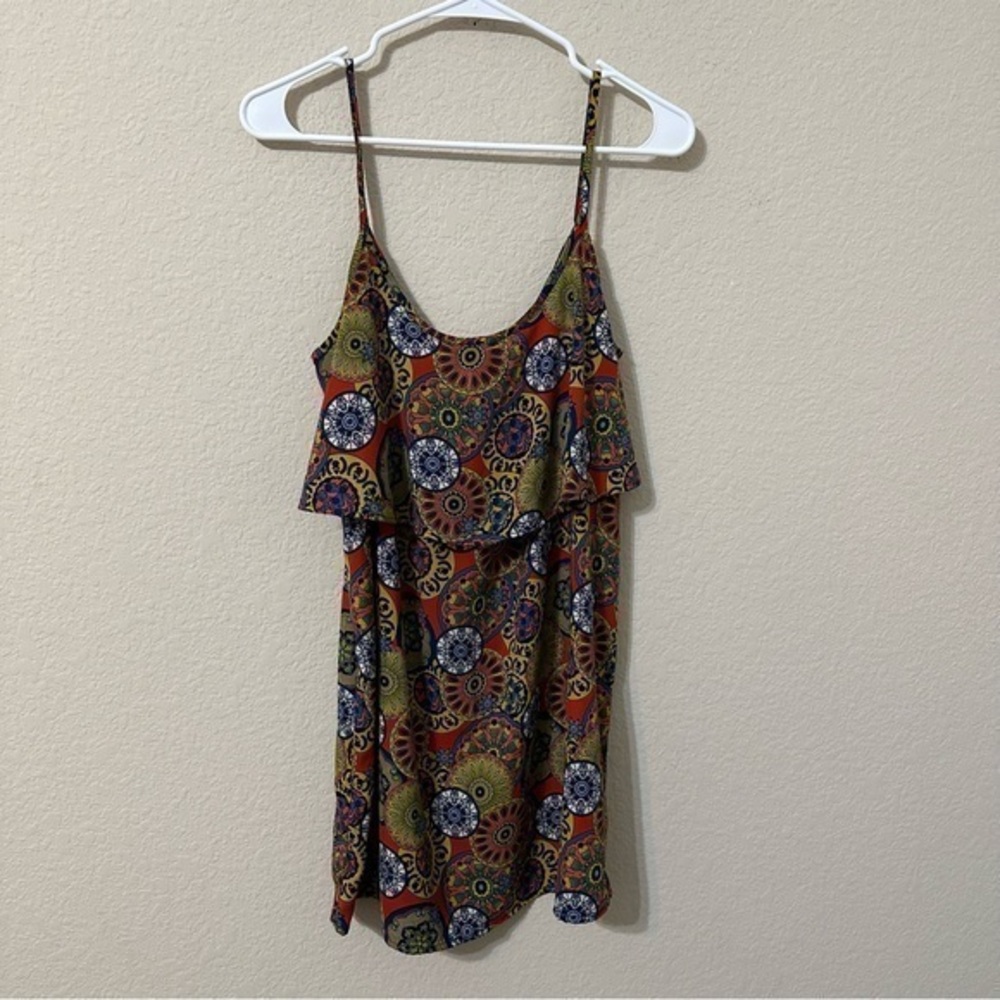 CY USA Tank Top Multicolored Geometric Paisley Kaleidoscope Print Hippie Boho